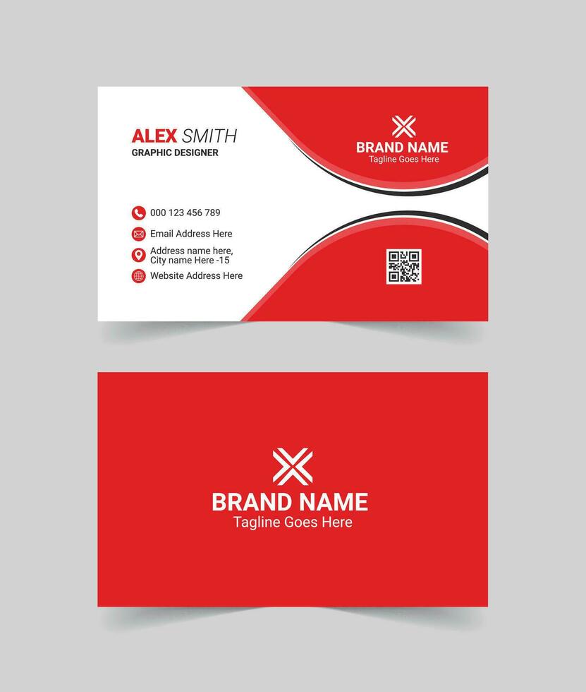 Creative business card, red shape business card for corporate identity , name card , visiting card vector pro