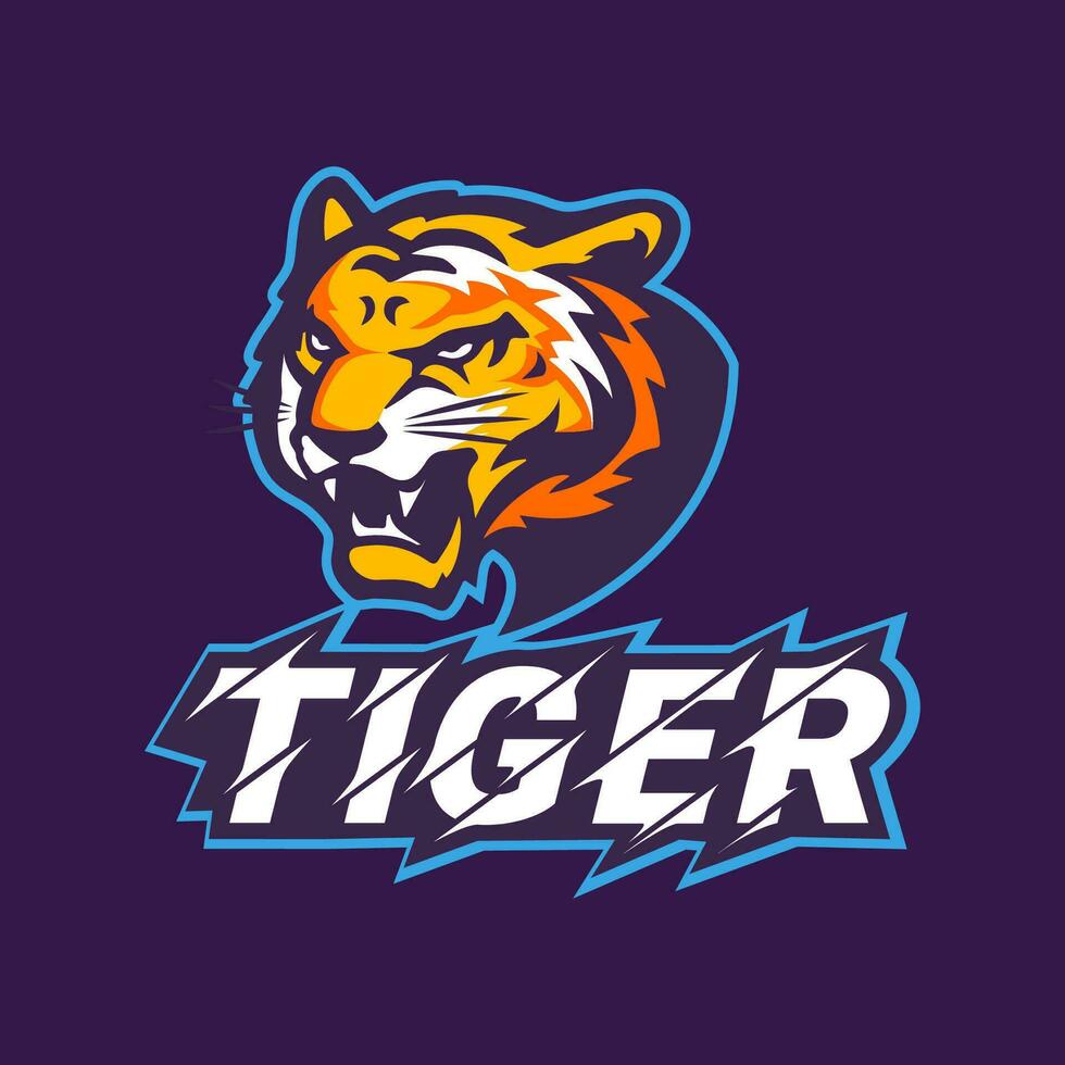 salvaje Tigre logo Insignia diseño para e-deporte vector