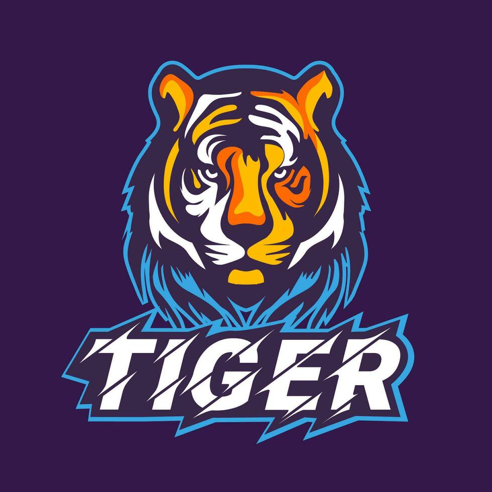 salvaje Tigre logo Insignia diseño para e-deporte vector