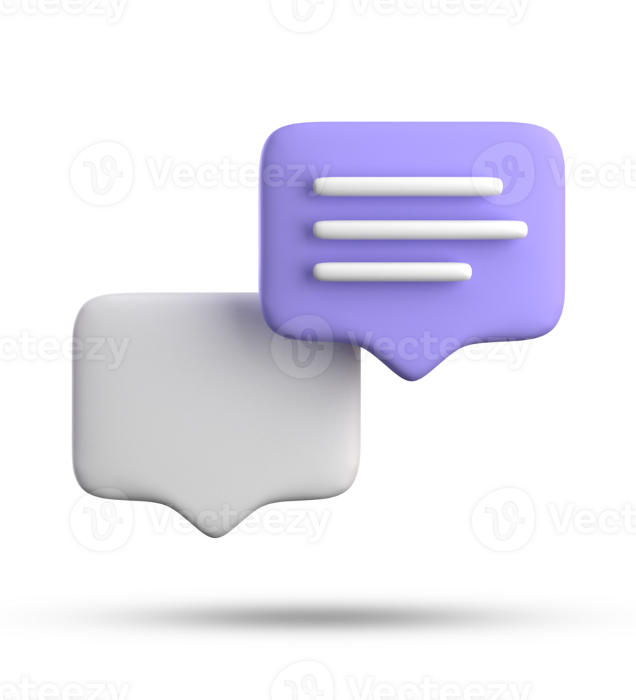 3d rendering of speech bubble with notification icons, 3D pastel purple chat icon set. Set of 3d speak bubble. png