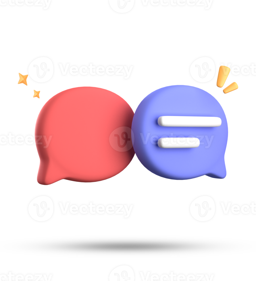 3d representación de habla burbuja con notificación iconos, 3d pastel charla icono colocar. conjunto de 3d hablar burbuja. png