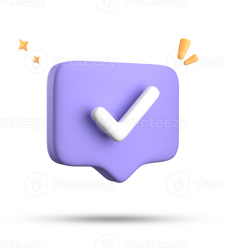 3d rendering of speech bubble with notification icons, 3D pastel chat with checked icon. Set of 3d speak bubble. png