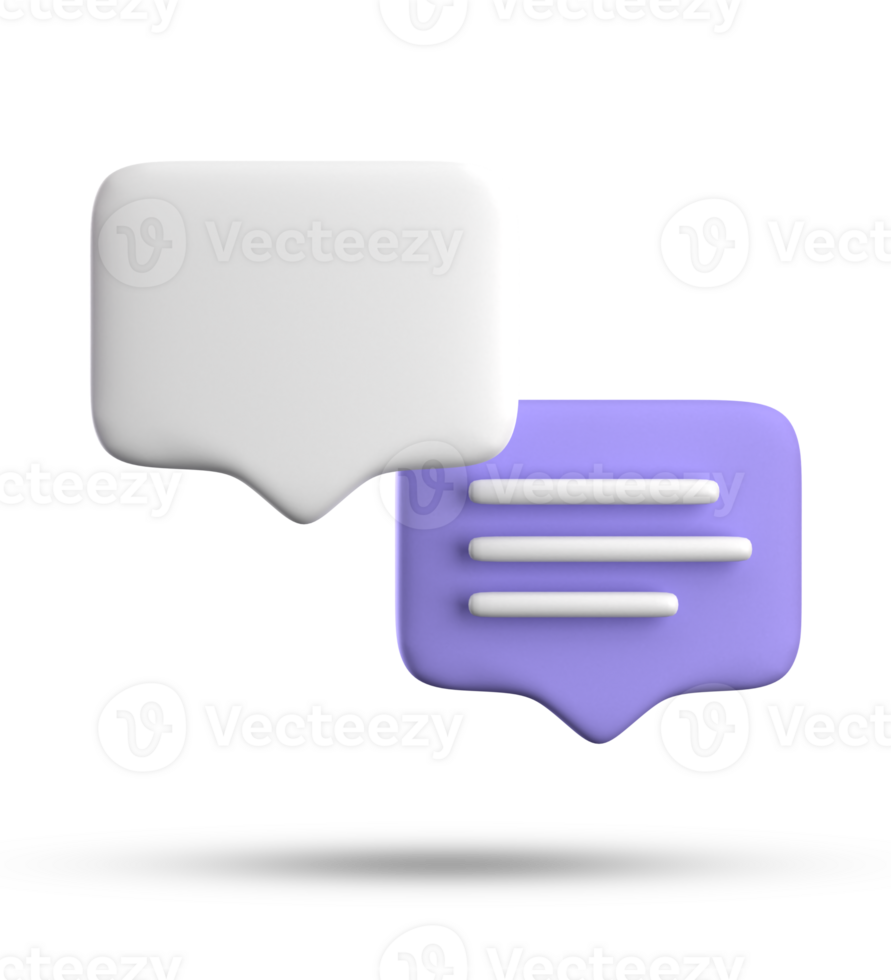 3d rendering of speech bubble with notification icons, 3D pastel purple chat icon set. Set of 3d speak bubble. png