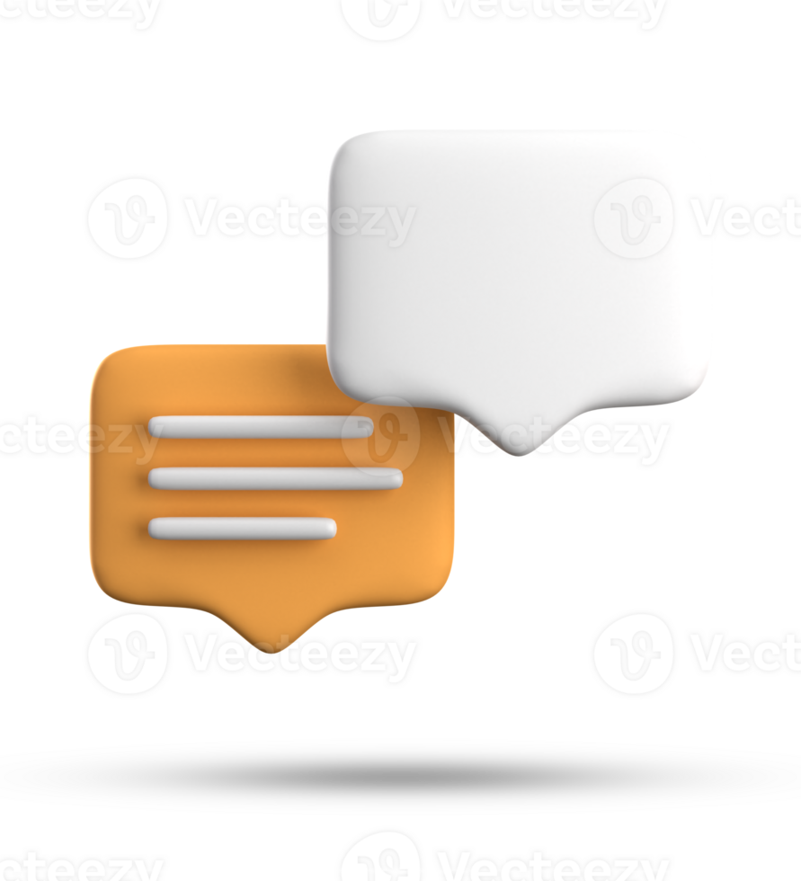 3d rendering of speech bubble with notification icons, 3D pastel yellow white chat icon set. Set of 3d speak bubble. png