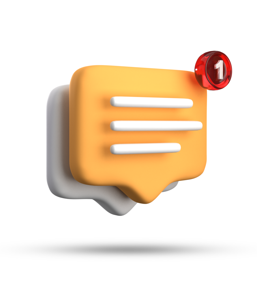 3d rendering of speech bubble with notification icons, 3D pastel yellow white chat icon set. Set of 3d speak bubble. png