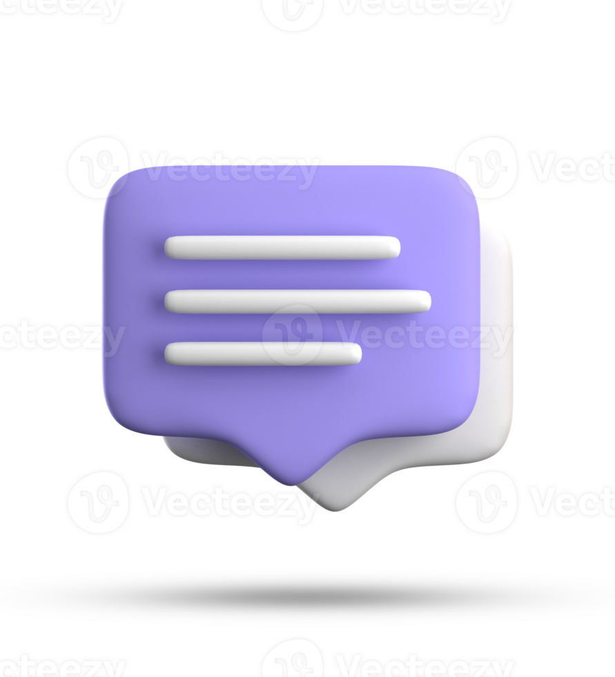3d rendering of speech bubble with notification icons, 3D pastel purple chat icon set. Set of 3d speak bubble. png