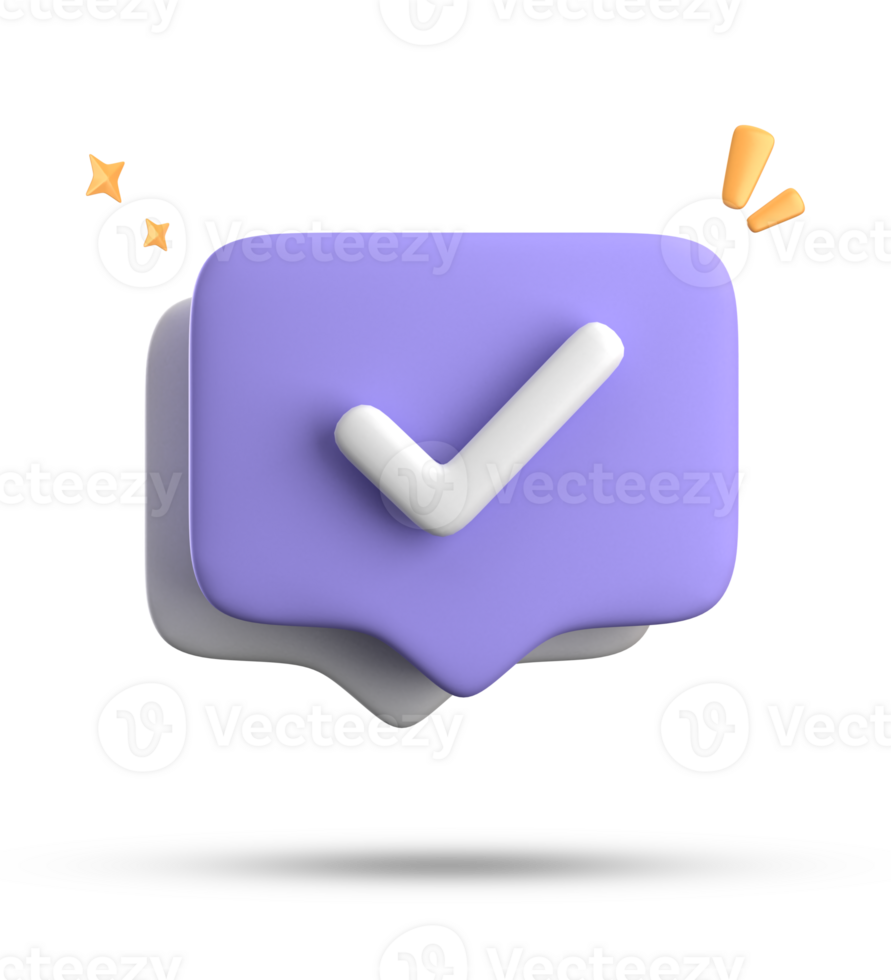 3d rendering of speech bubble with notification icons, 3D pastel chat with checked icon. Set of 3d speak bubble. png