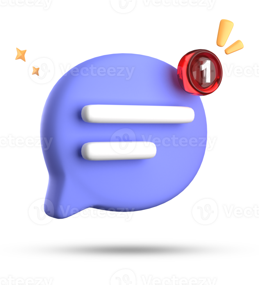 3d representación de habla burbuja con notificación iconos, 3d pastel charla icono colocar. conjunto de 3d hablar burbuja. png