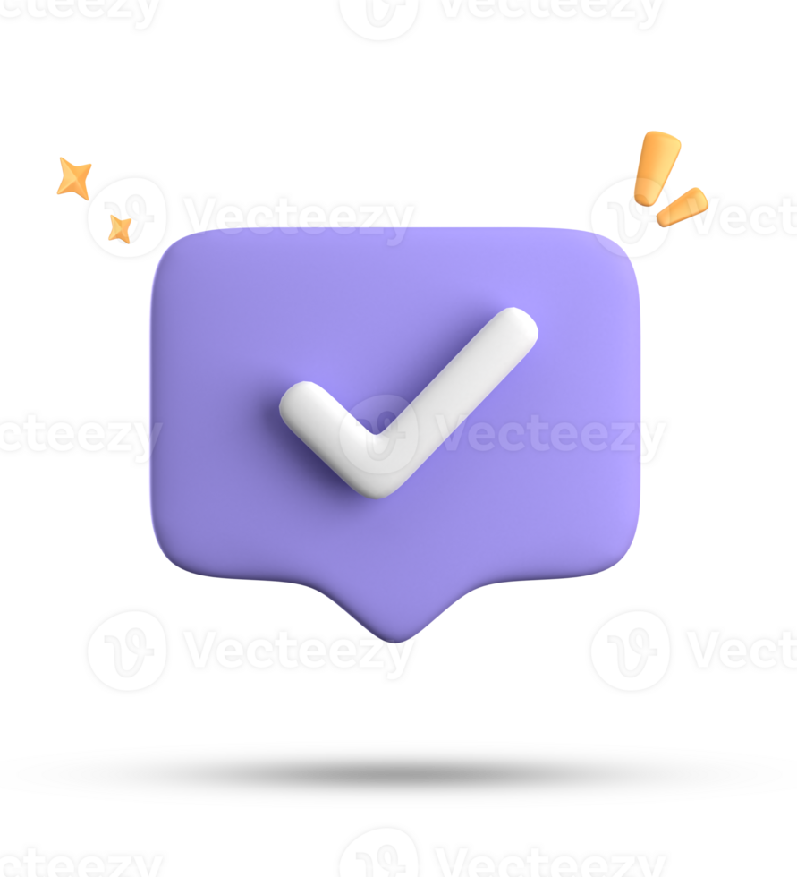3d rendering of speech bubble with notification icons, 3D pastel chat with checked icon. Set of 3d speak bubble. png