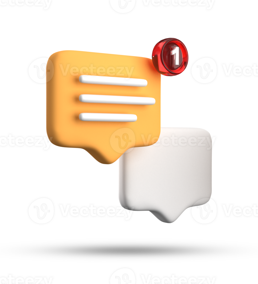 3d rendering of speech bubble with notification icons, 3D pastel yellow white chat icon set. Set of 3d speak bubble. png