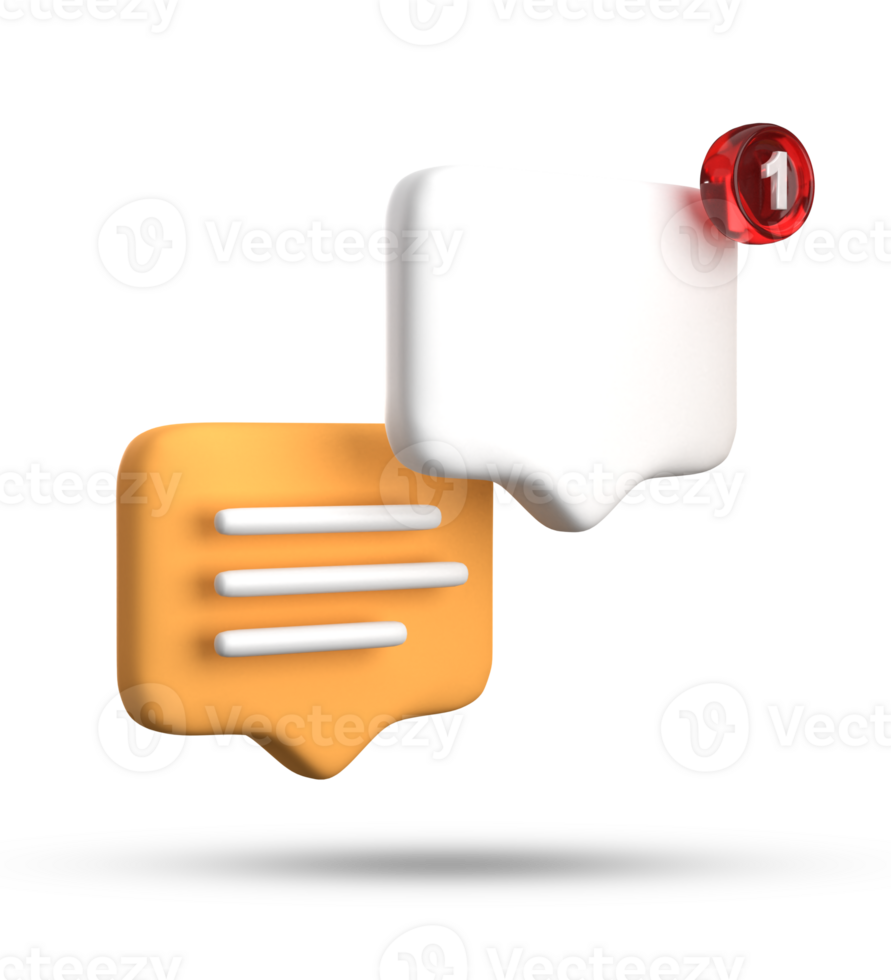 3d rendering of speech bubble with notification icons, 3D pastel yellow white chat icon set. Set of 3d speak bubble. png