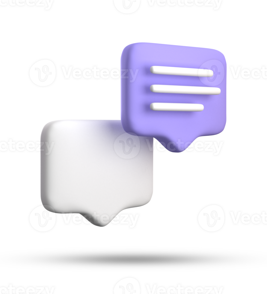 3d rendering of speech bubble with notification icons, 3D pastel purple chat icon set. Set of 3d speak bubble. png