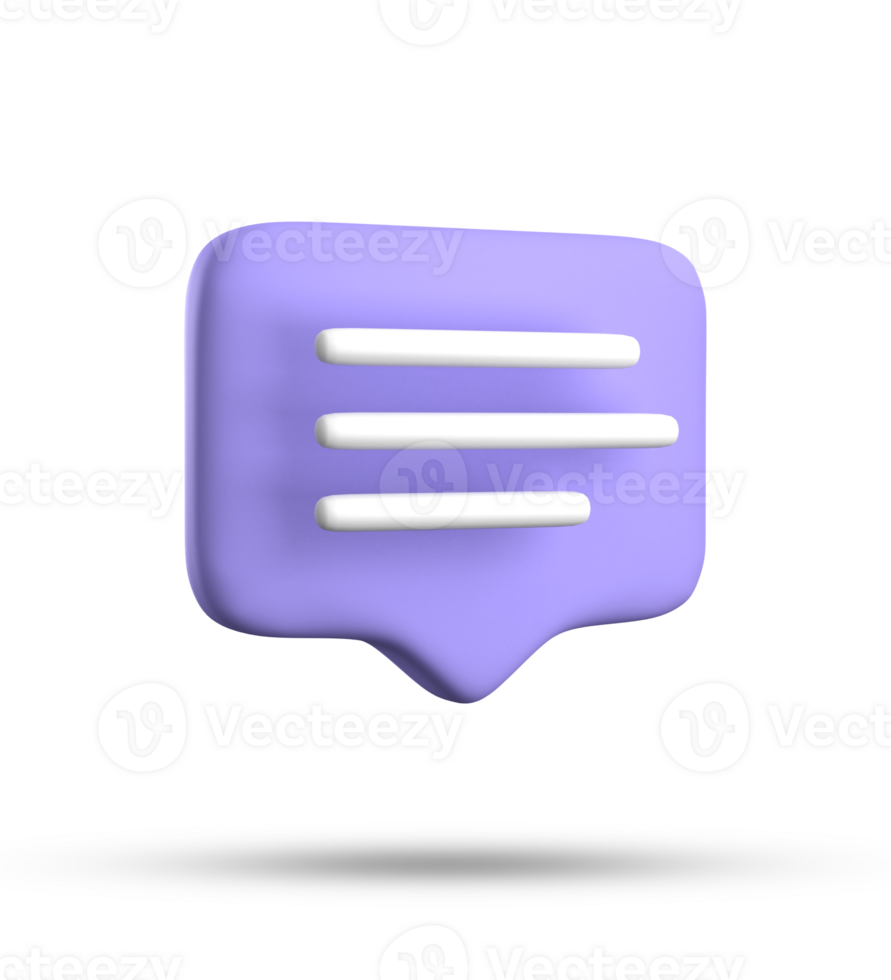3d rendering of speech bubble with notification icons, 3D pastel purple chat icon set. Set of 3d speak bubble. png
