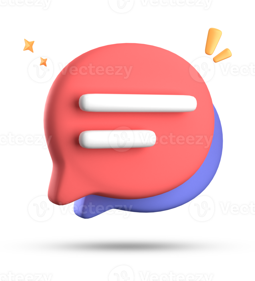 3d tolkning av Tal bubbla med underrättelse ikoner, 3d pastell chatt ikon uppsättning. uppsättning av 3d tala bubbla. png