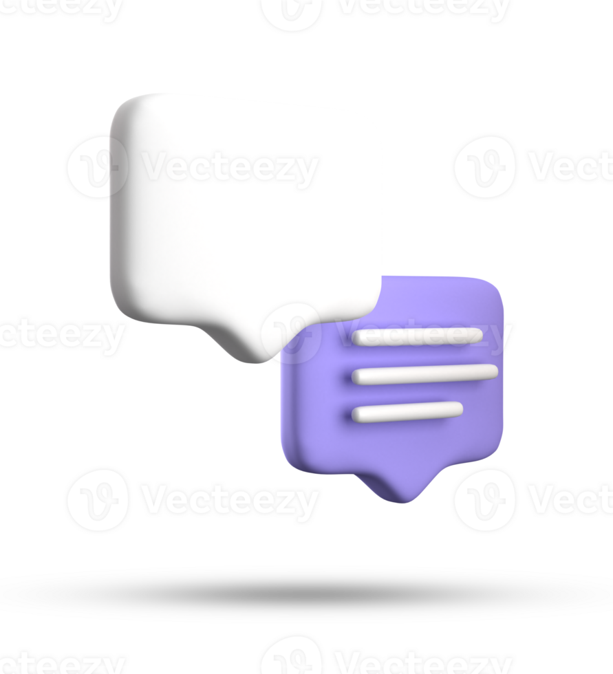 3d rendering of speech bubble with notification icons, 3D pastel purple chat icon set. Set of 3d speak bubble. png