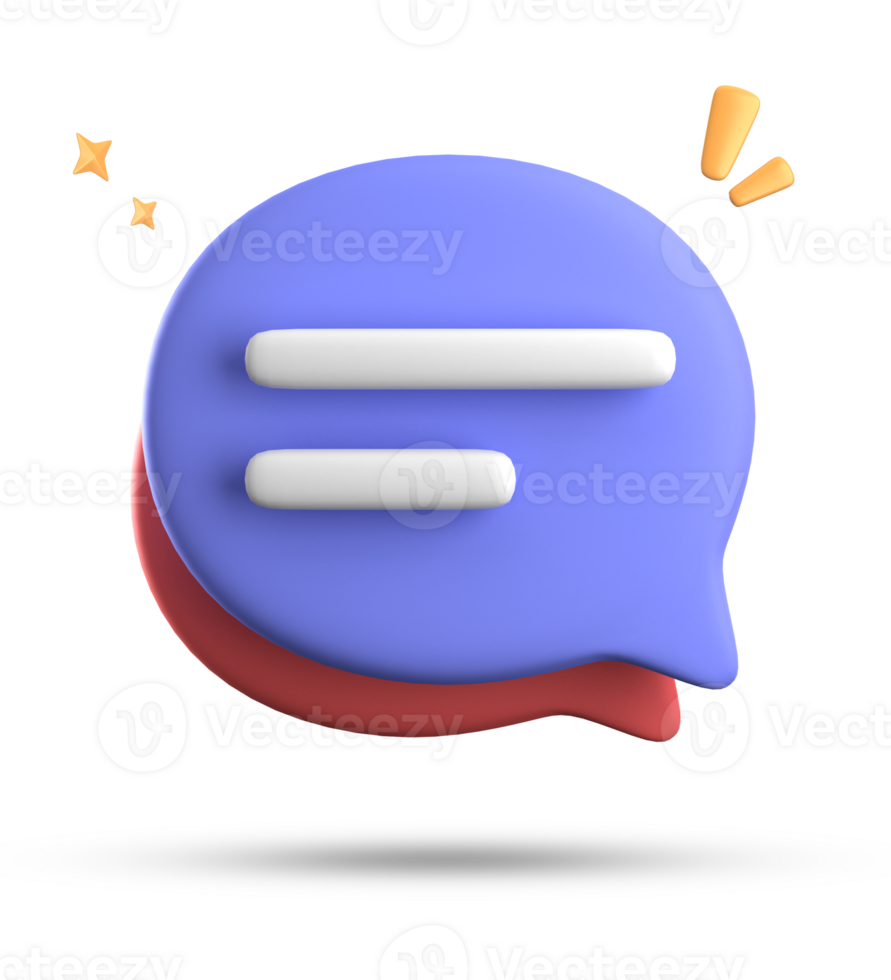 3d representación de habla burbuja con notificación iconos, 3d pastel charla icono colocar. conjunto de 3d hablar burbuja. png