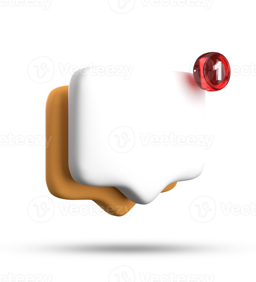 3d rendering of speech bubble with notification icons, 3D pastel yellow white chat icon set. Set of 3d speak bubble. png