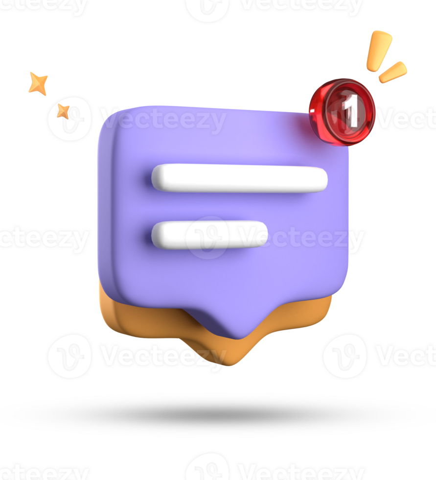 3d rendering of speech bubble with notification icons, 3D pastel yellow blue chat icon set. Set of 3d speak bubble. png