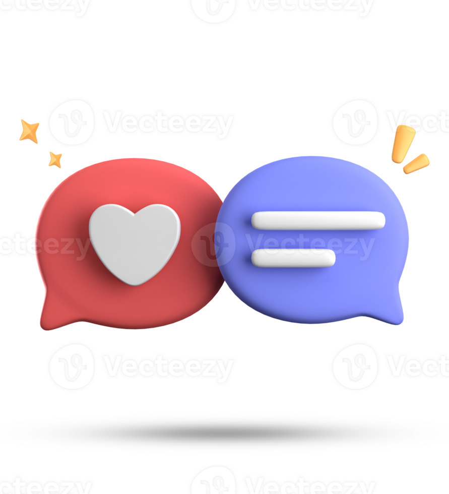 3d rendering of speech bubble with notification icons, 3D pastel chat icon set. Set of 3d speak bubble. png