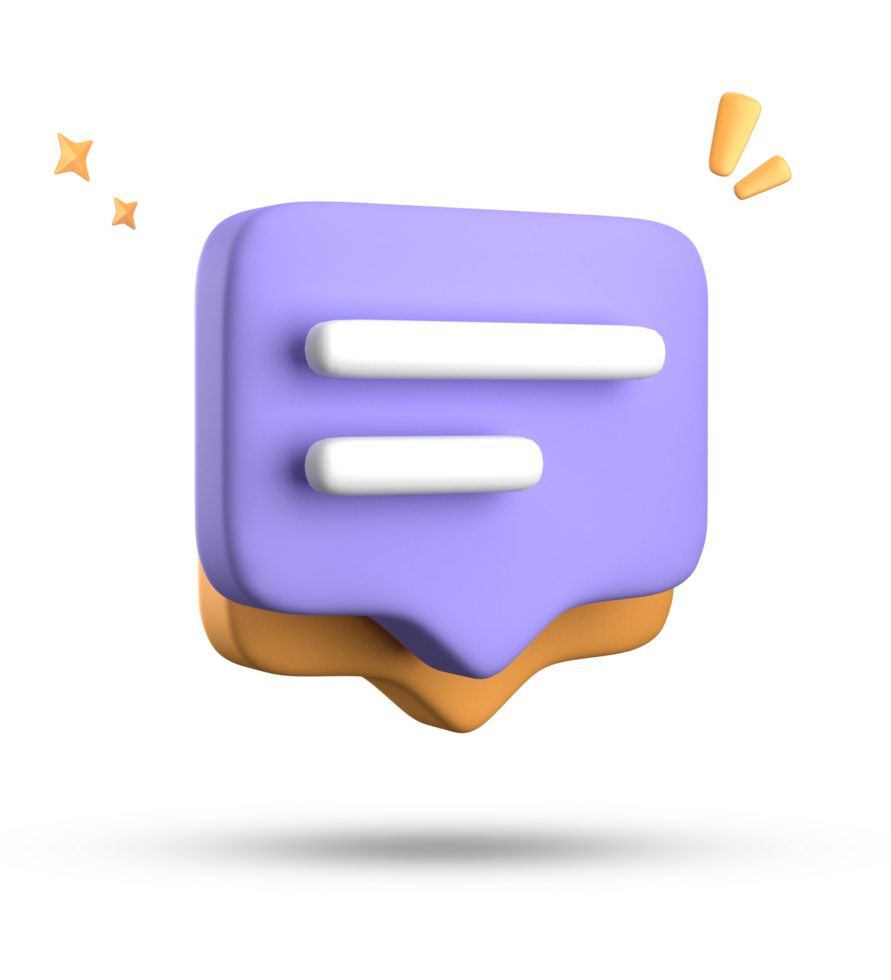 3d rendering of speech bubble with notification icons, 3D pastel yellow blue chat icon set. Set of 3d speak bubble. png