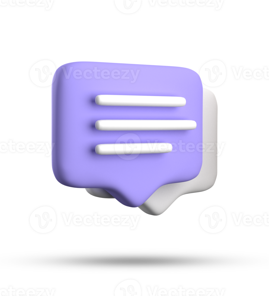 3d rendering of speech bubble with notification icons, 3D pastel purple