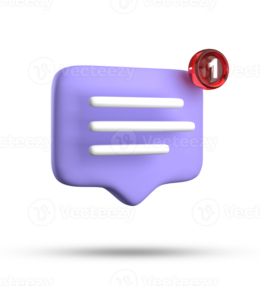 3d rendering of speech bubble with notification icons, 3D pastel purple chat icon set. Set of 3d speak bubble. png
