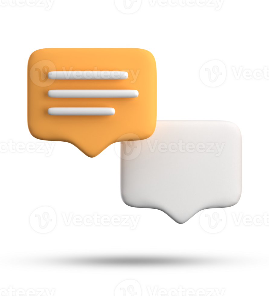 3d rendering of speech bubble with notification icons, 3D pastel yellow white chat icon set. Set of 3d speak bubble. png