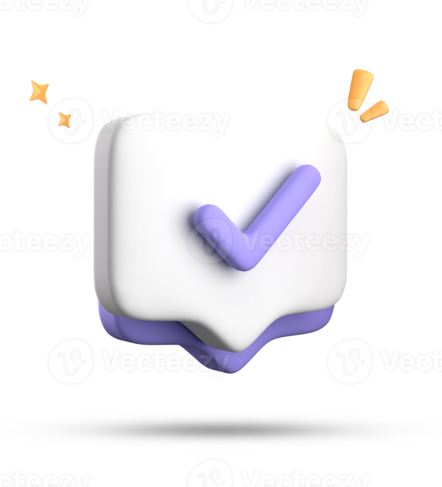 3d rendering of speech bubble with notification icons, 3D pastel chat with checked icon. Set of 3d speak bubble. png