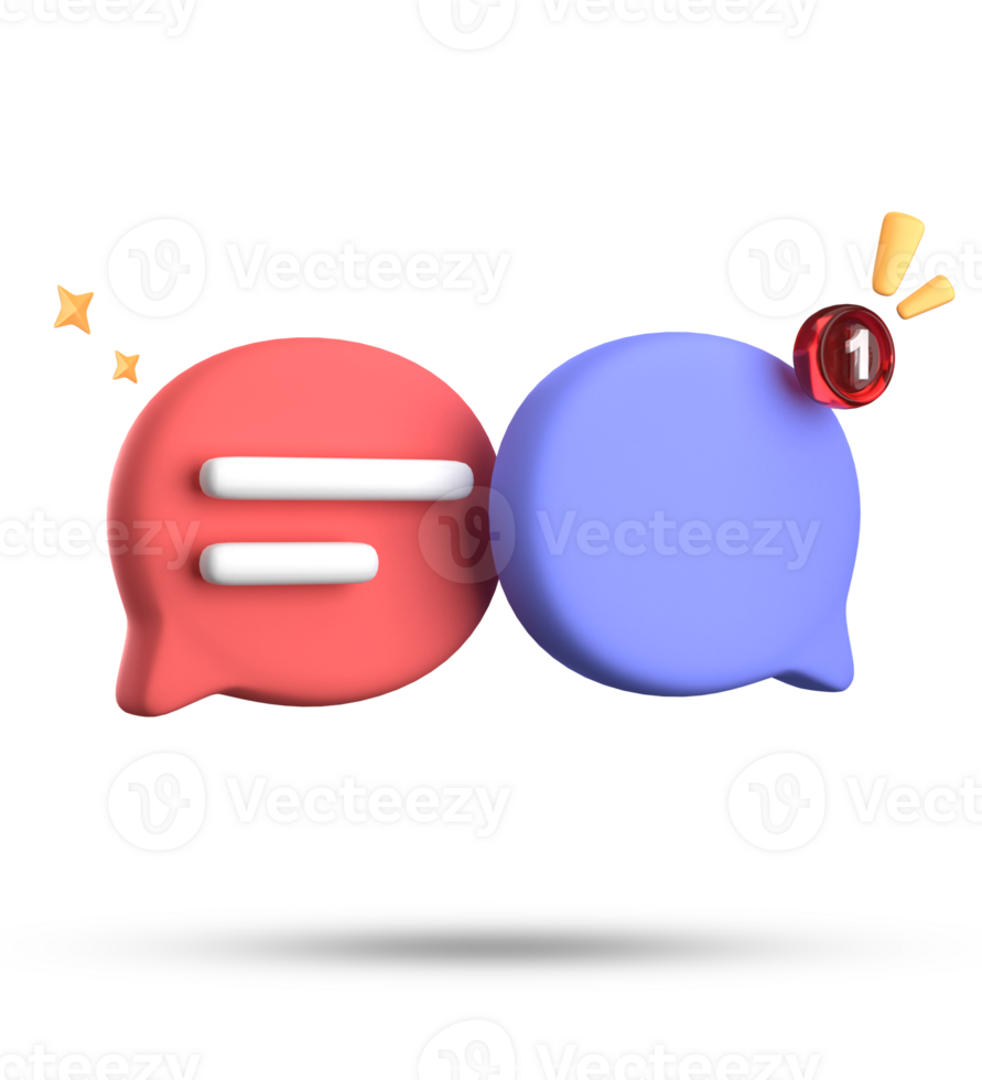 3d tolkning av Tal bubbla med underrättelse ikoner, 3d pastell chatt ikon uppsättning. uppsättning av 3d tala bubbla. png