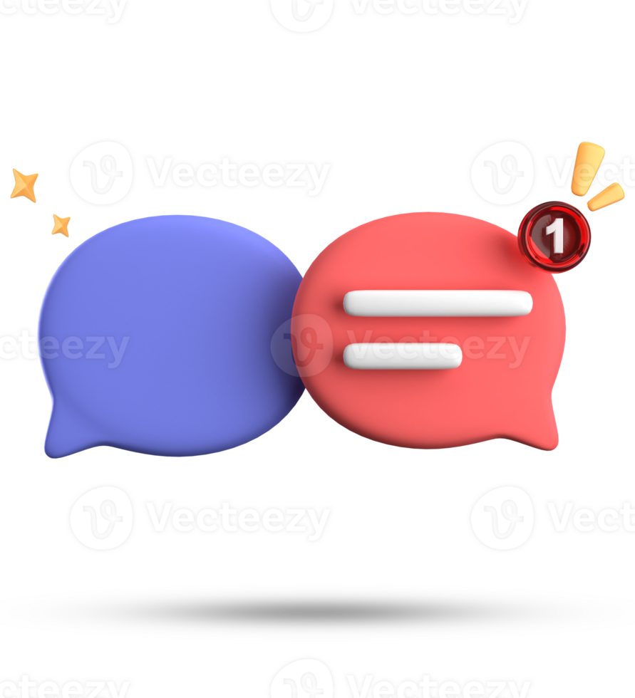 3d rendering of speech bubble with notification icons, 3D pastel chat icon set. Set of 3d speak bubble. png