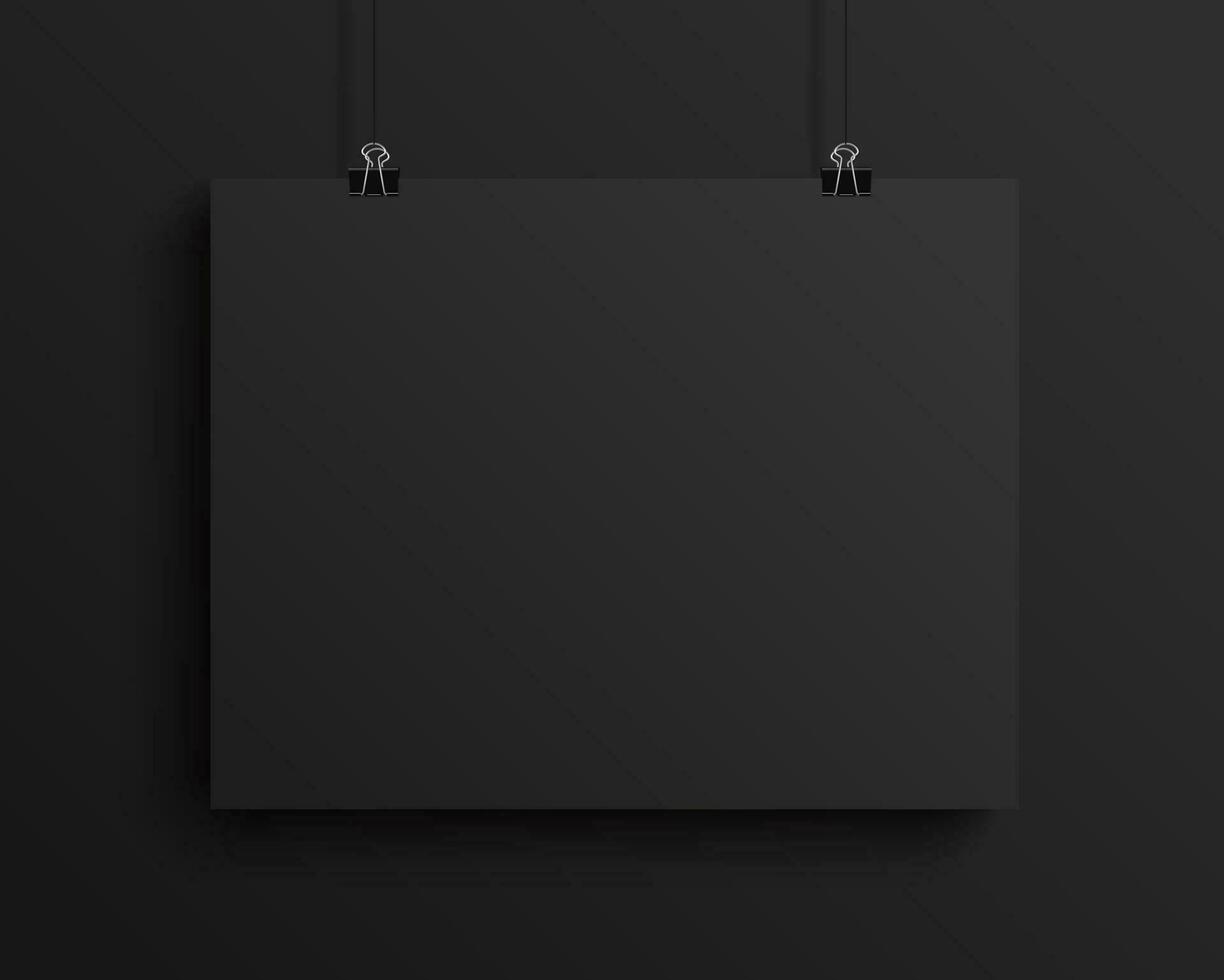 black blank paper hanging on a wall vector