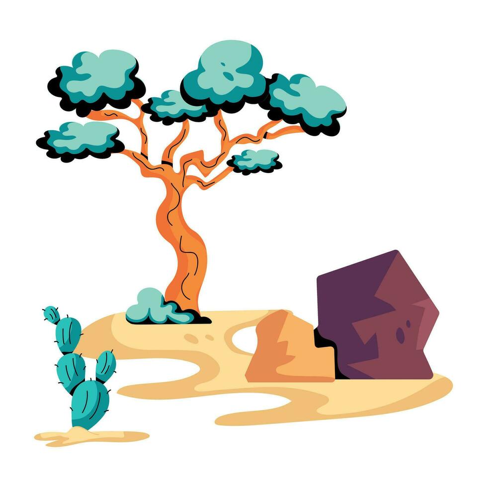 Trendy Desert Tree vector