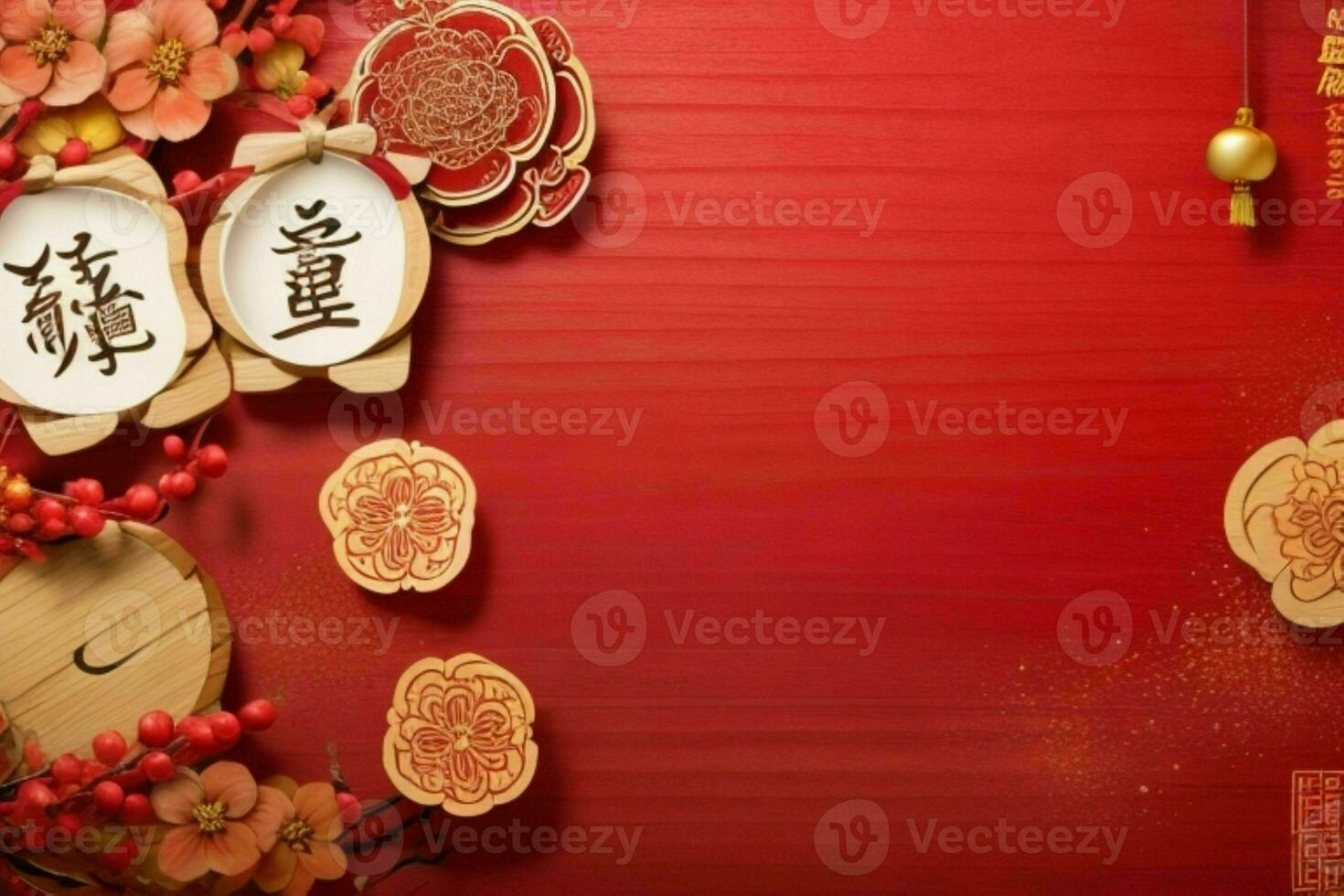 Chinese New Year background. AI Generative Pro Photo