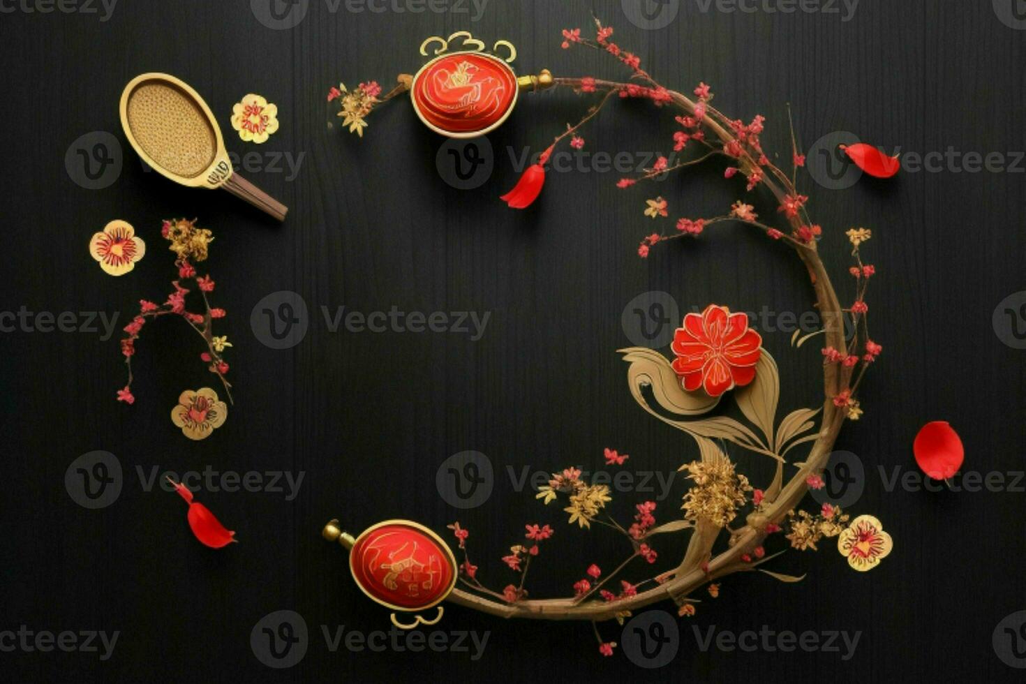 Chinese New Year background. AI Generative Pro Photo