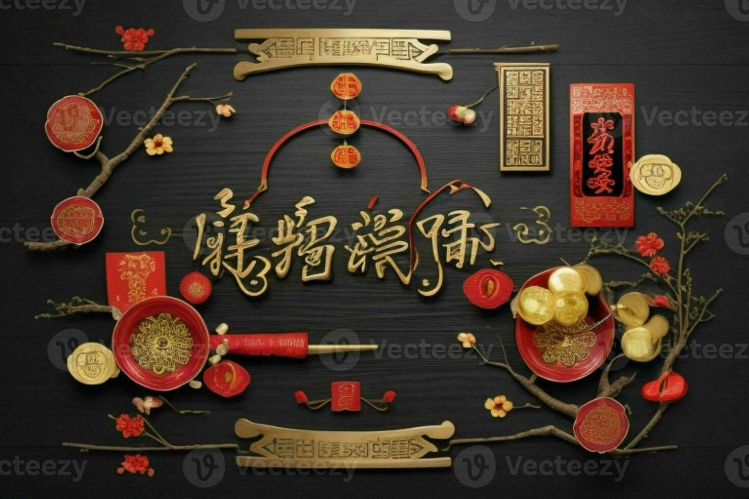 Chinese New Year background. AI Generative Pro Photo