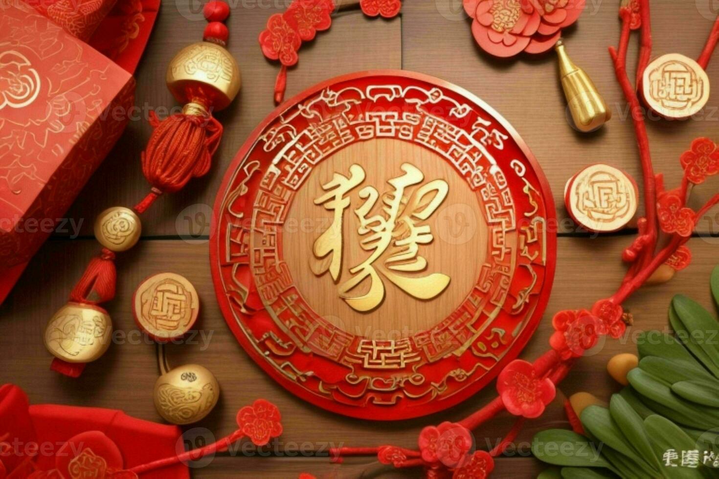Chinese New Year background. AI Generative Pro Photo