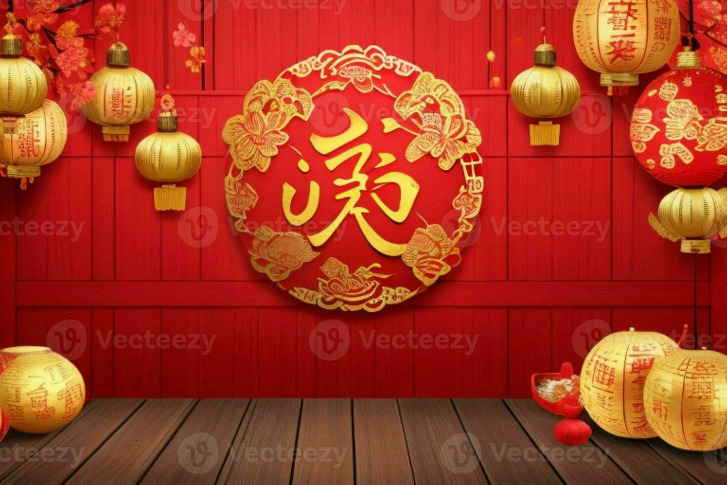 Chinese New Year background. AI Generative Pro Photo