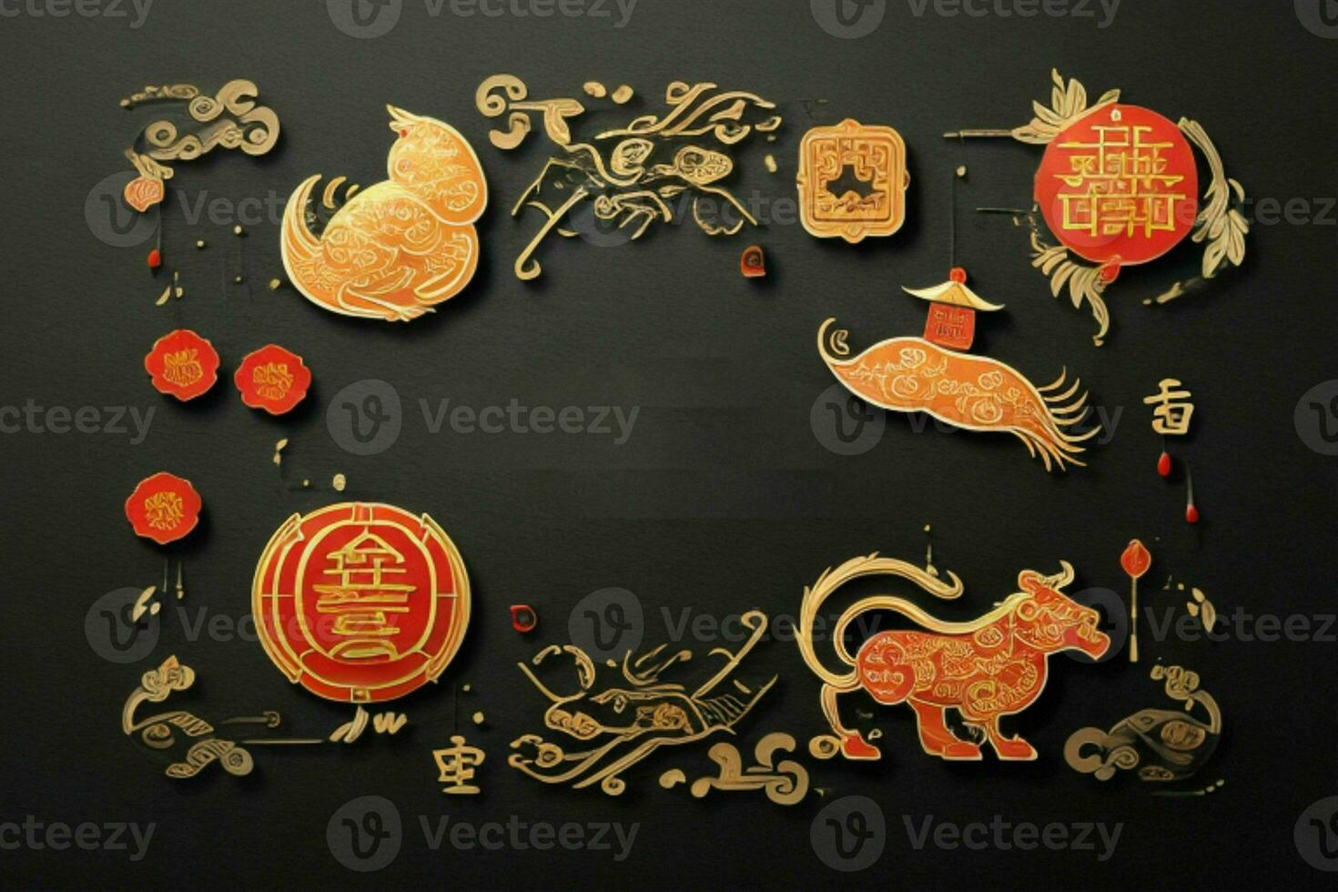 Chinese New Year background. AI Generative Pro Photo