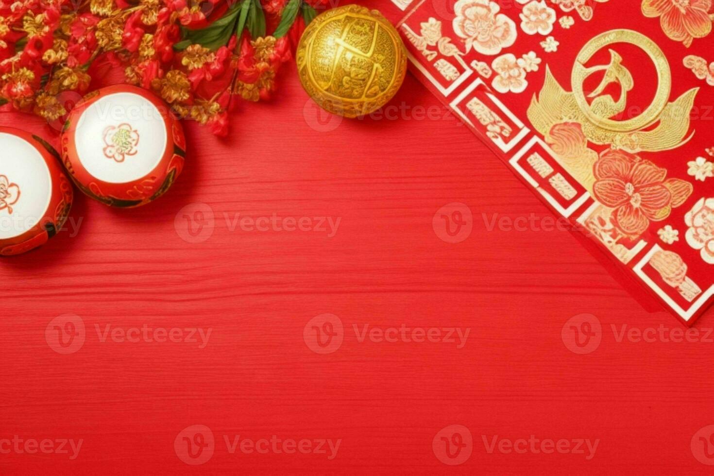 Chinese New Year background. AI Generative Pro Photo