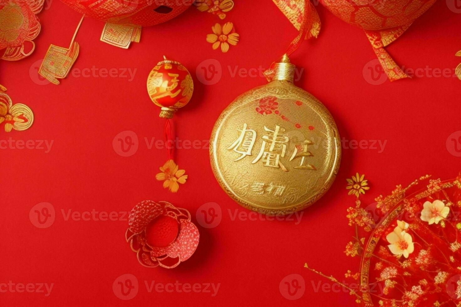 Chinese New Year background. AI Generative Pro Photo