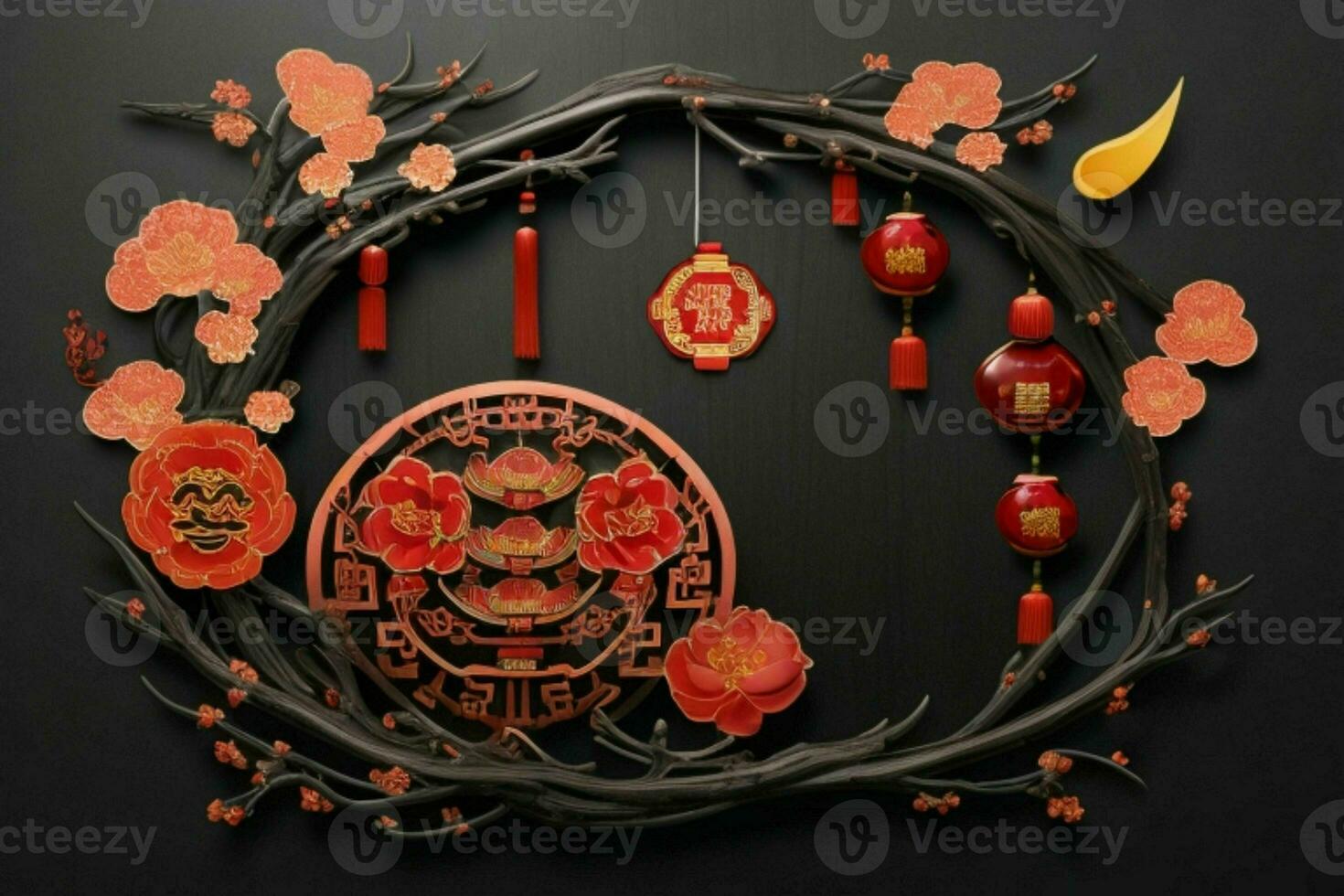 Chinese New Year background. AI Generative Pro Photo