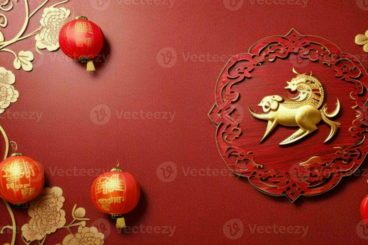 Chinese New Year background. AI Generative Pro Photo