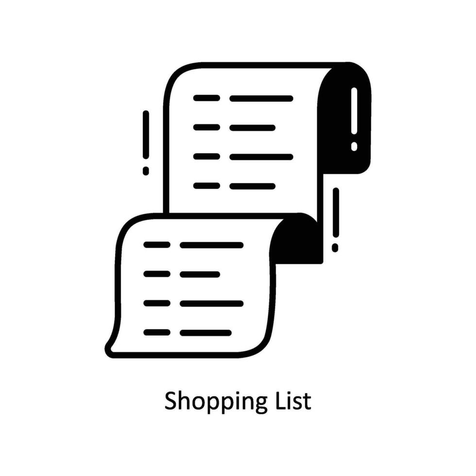 Shopping List doodle Icon Design illustration. Ecommerce and shopping Symbol on White background EPS 10 File vector