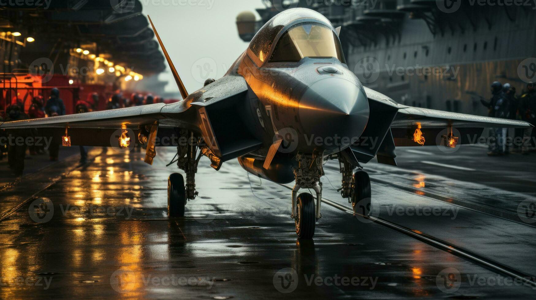 Jjet fighter at the airport in the evening. photo