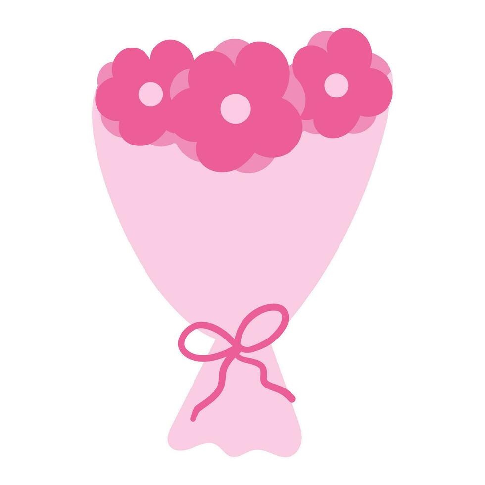 ramo de flores flores rosado muñeca niña dar hermosa vector