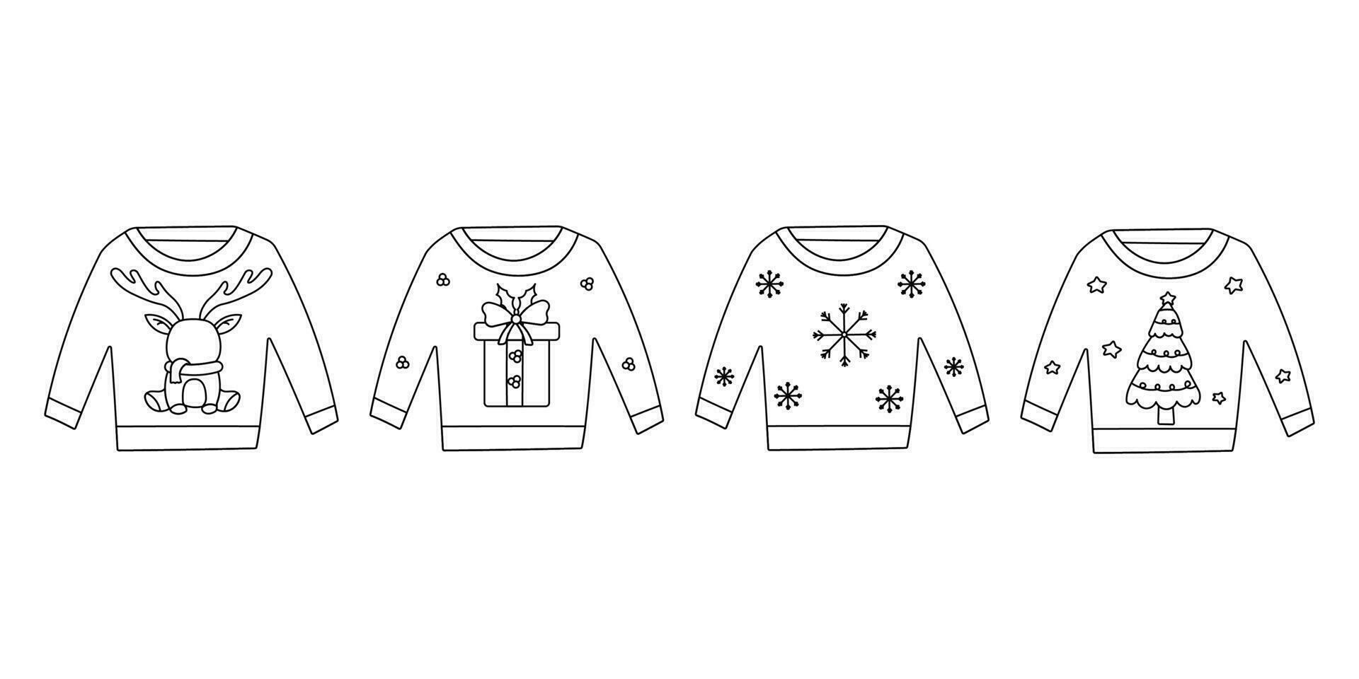 sweaters christmas vector style heat elements set
