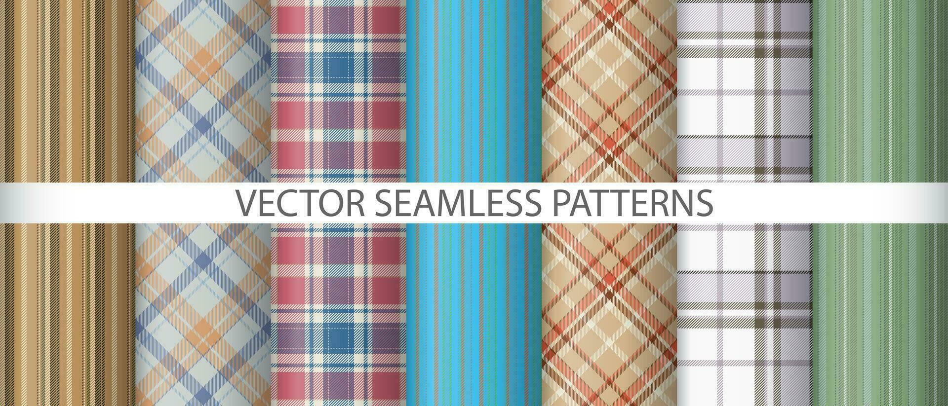 Set texture fabric vector. Plaid tartan pattern. Background seamless check textile. vector