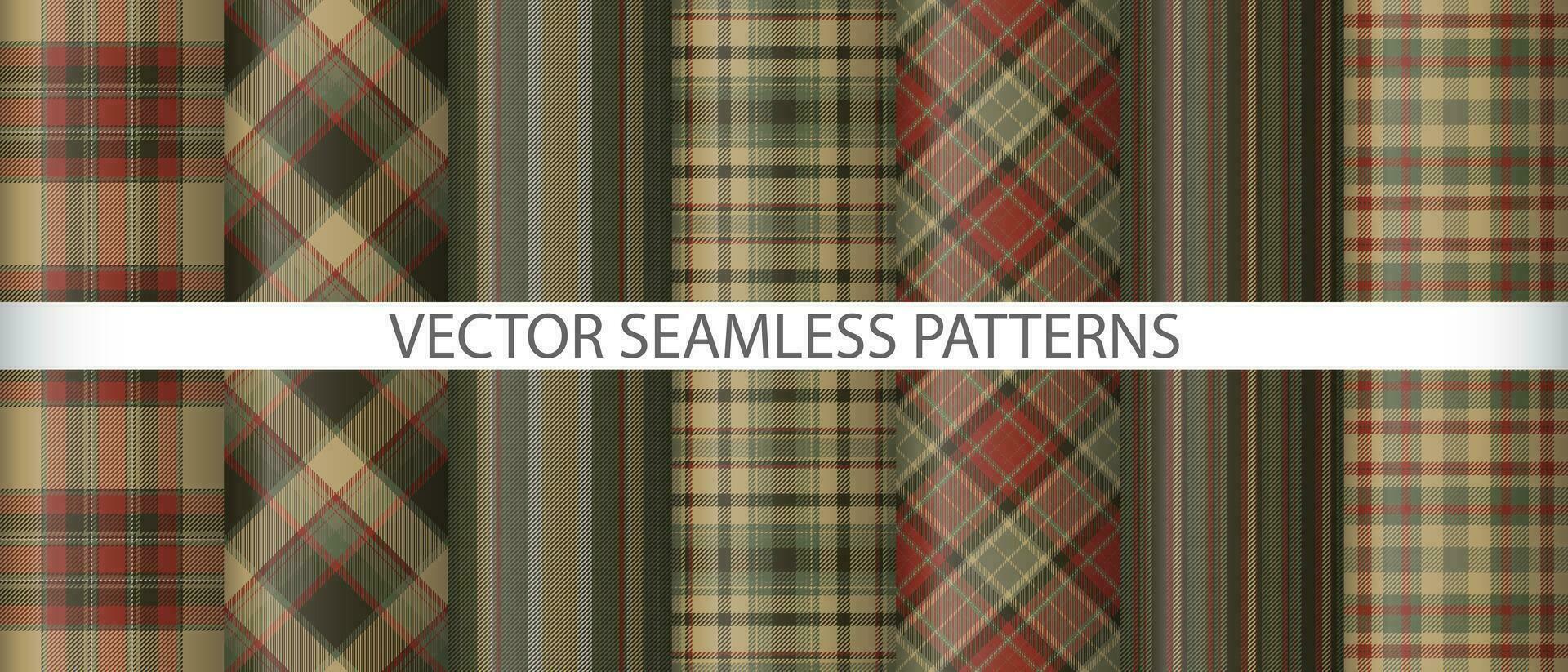 Set fabric textile plaid. Background texture pattern. Check vector seamless tartan.