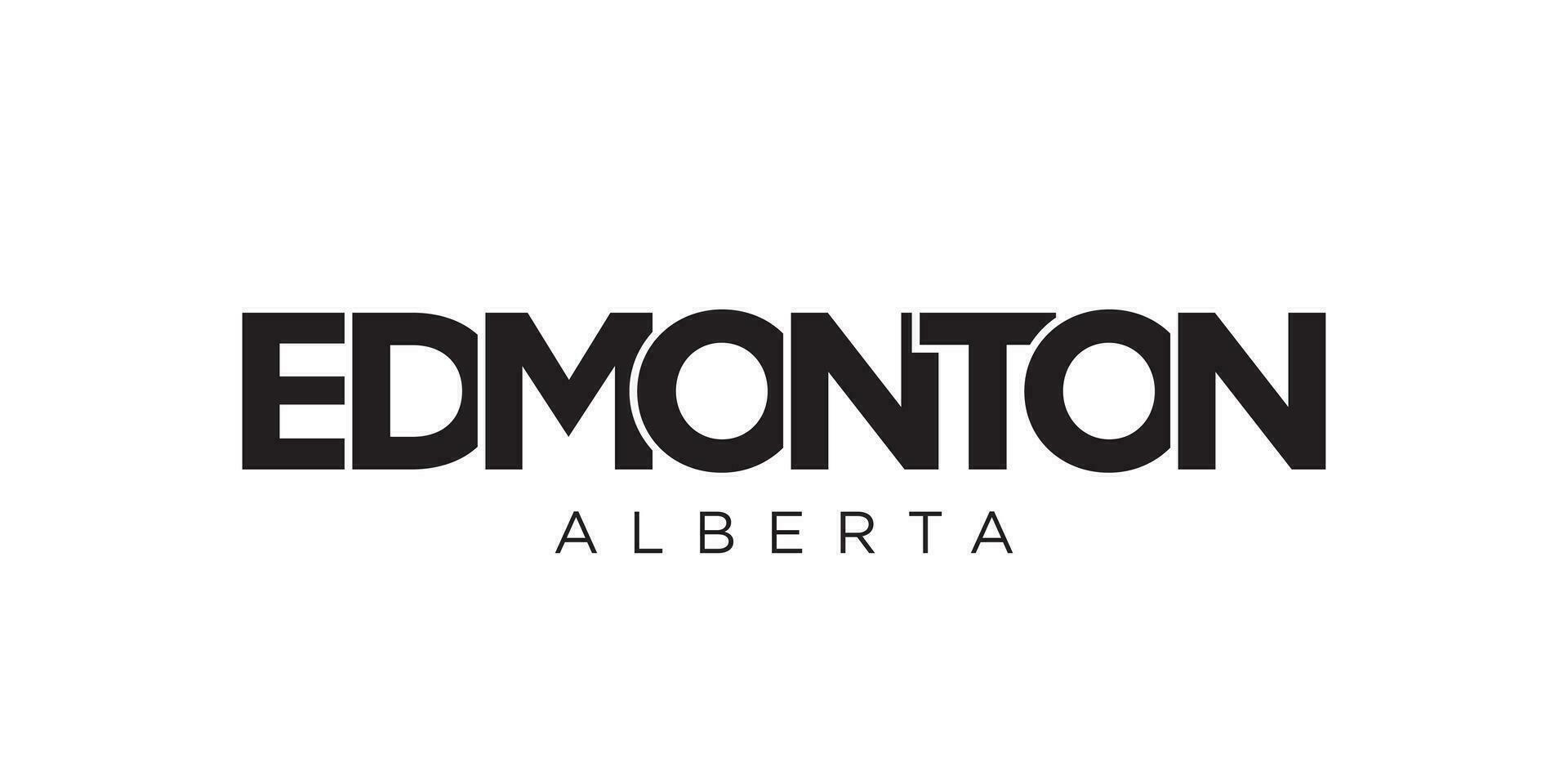 Edmonton in the Canada emblem. The design features a geometric style, vector illustration with bold typography in a modern font. The graphic slogan lettering.