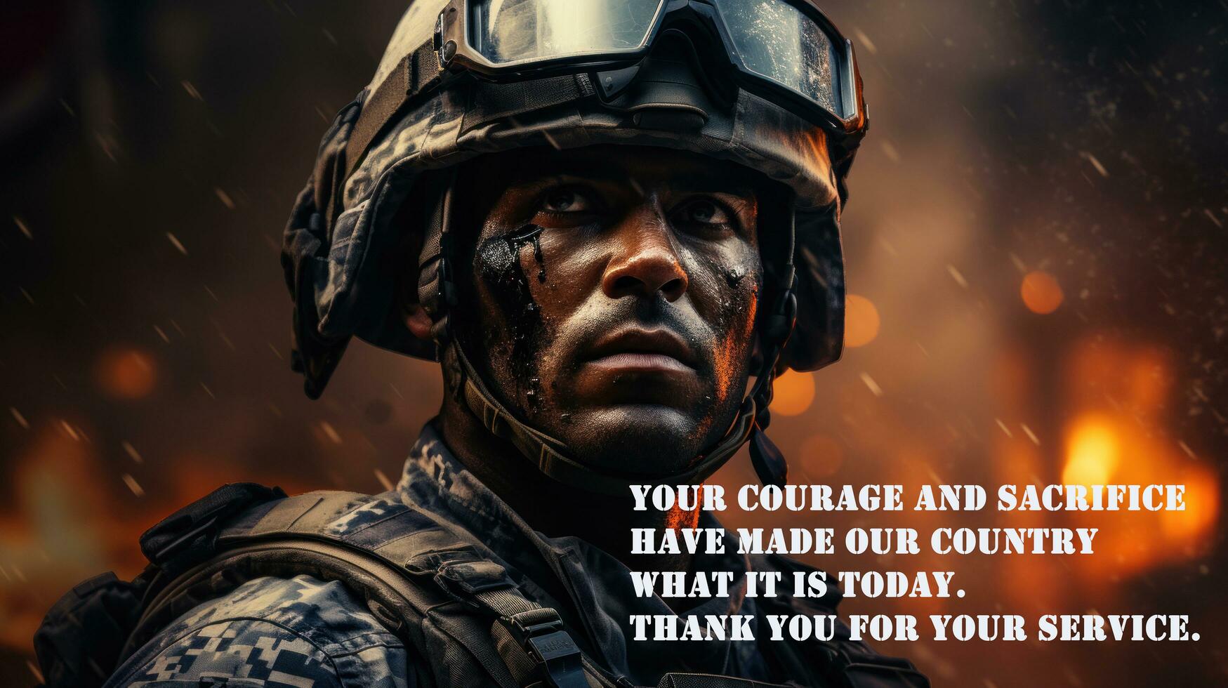 tu valor y sacrificio tener hecho nuestra país qué eso es hoy. gracias usted para tu servicio. foto